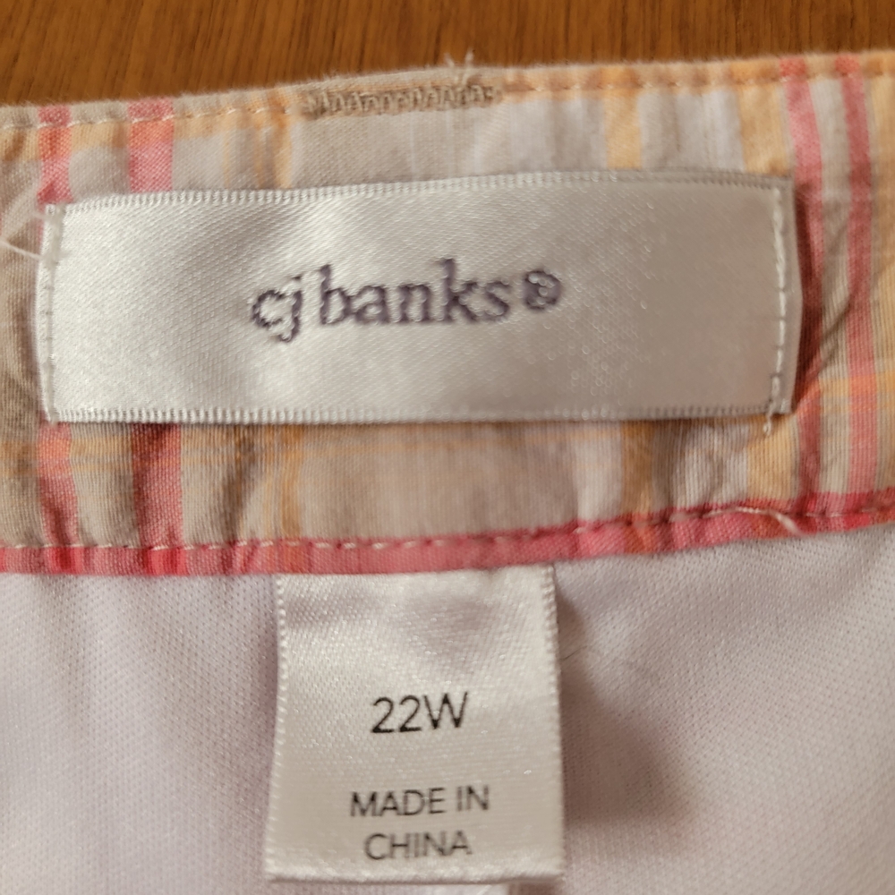 CJ Banks Coral Plaid Mini Skirt With Built In Shorts Plus Size 22W - Picture 4 of 12